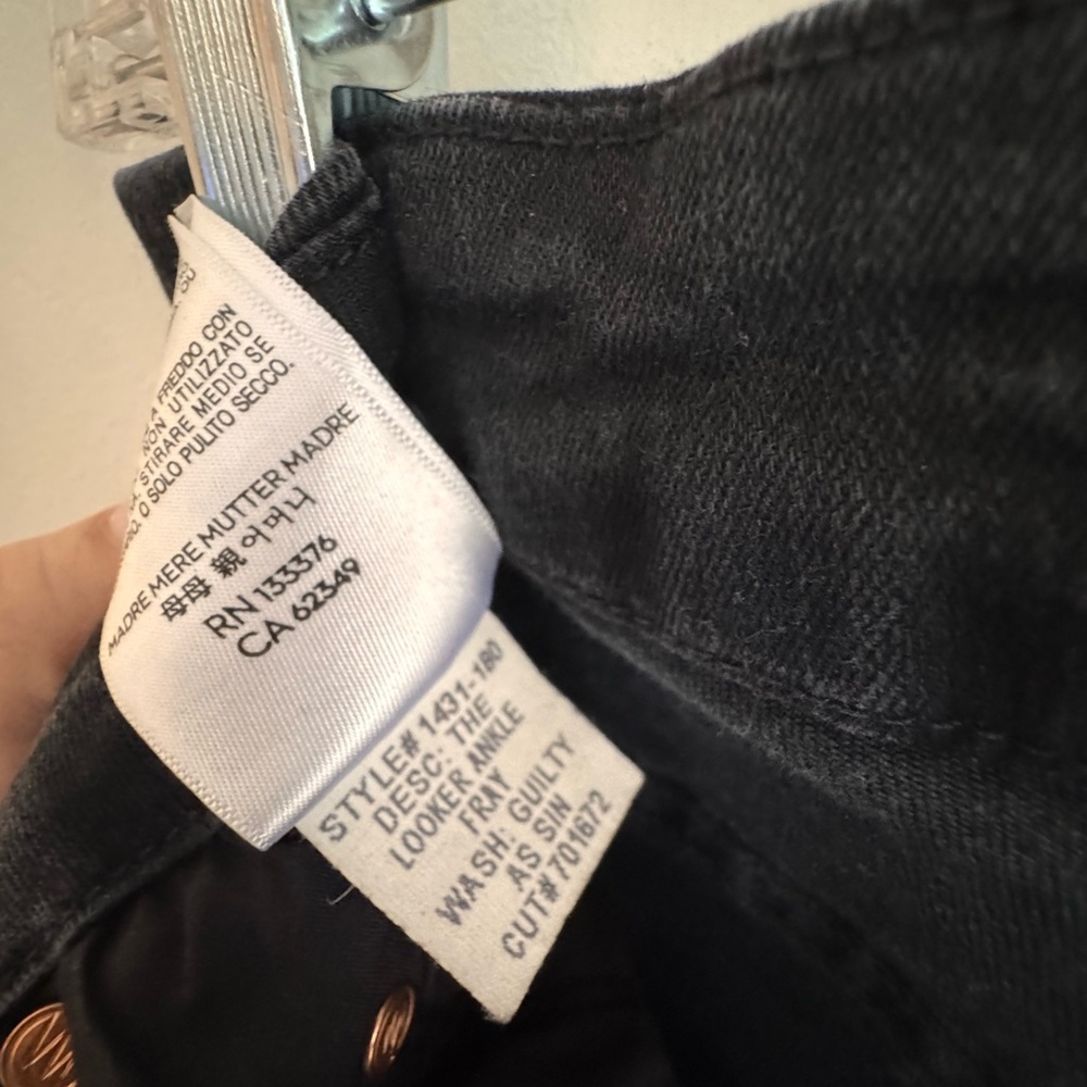 MOTHER Looker Ankle Fray Skinny Jeans Black Distressed 27 - Picture 11 of 11